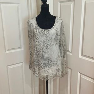 Elena Baldi, women’s, L, 100% silk lining, sheer blouse. Made in Italy.